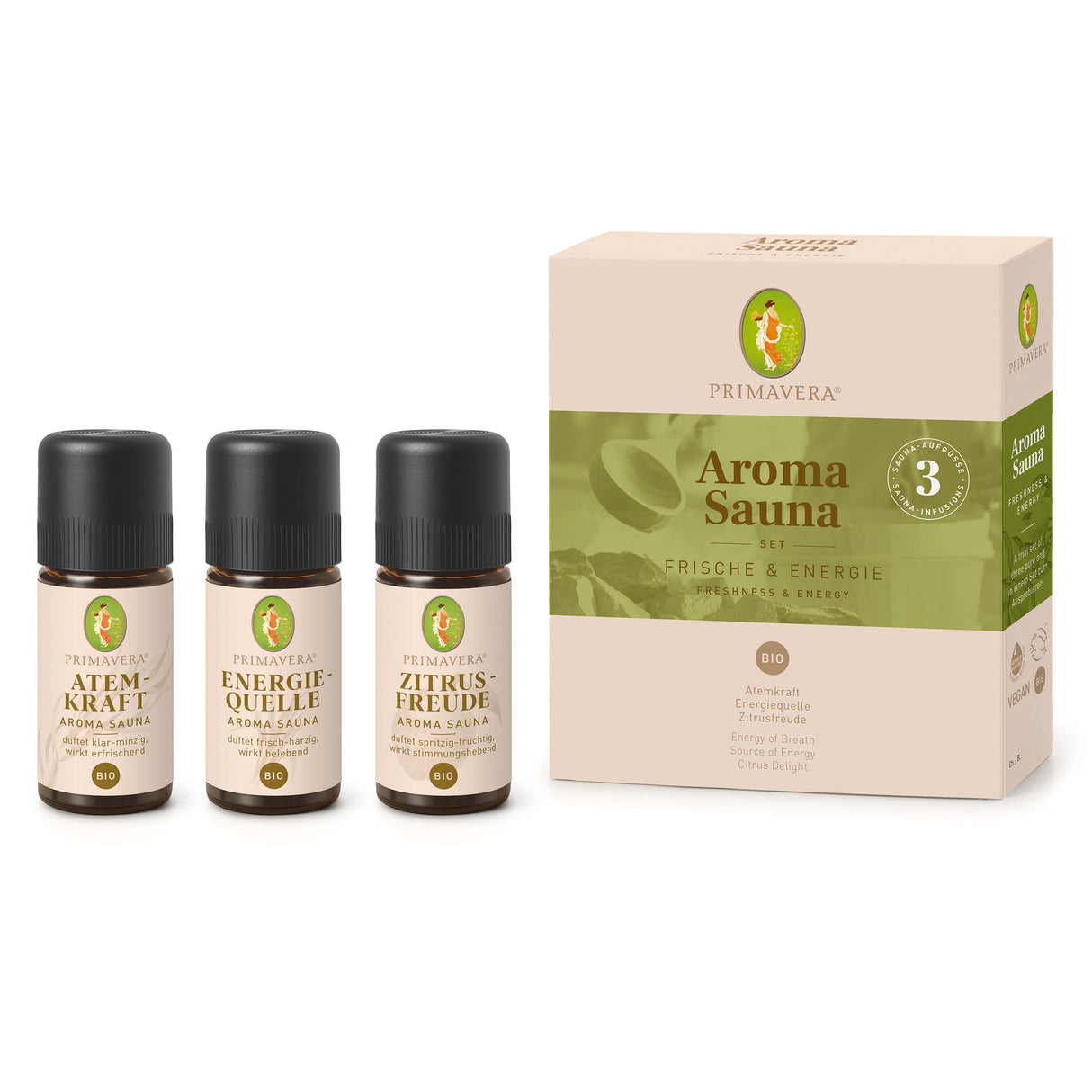 Bio Aroma Sauna Set (Frische und Energie), 3 x 10 ml - YOGISHOP