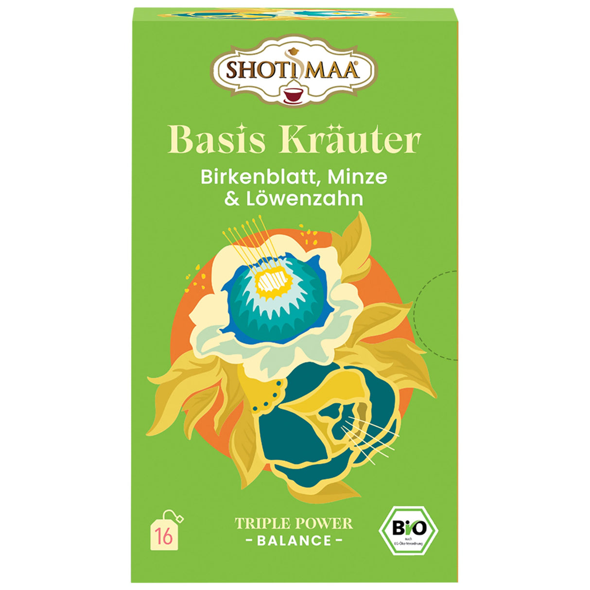 Bio Basis Kräuter Tee - Birkenblatt Minze & Löwenzahn, 32 g - YOGISHOP