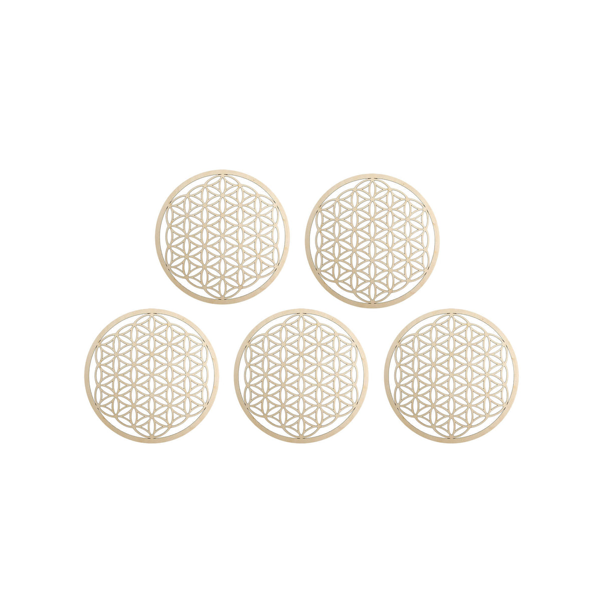 Wandschmuck "Blume des Lebens", Holz 6 cm - 5er Set - YOGISHOP
