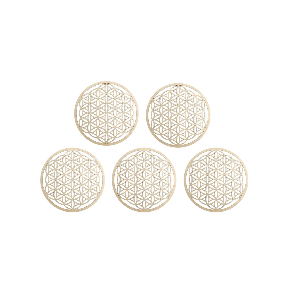 Wandschmuck "Blume des Lebens", Holz 6 cm - 5er Set