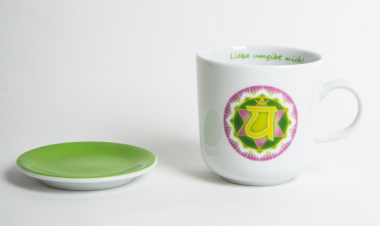 Chakra-Tasse aus Porzellan mit Unterteller