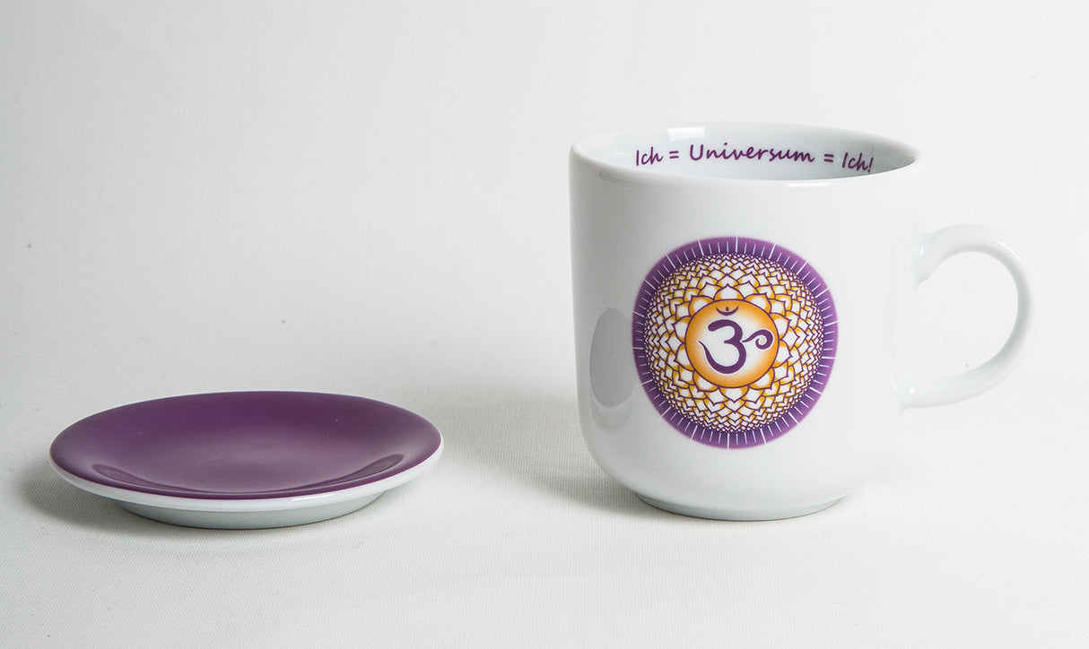 Chakra-Tasse aus Porzellan mit Unterteller