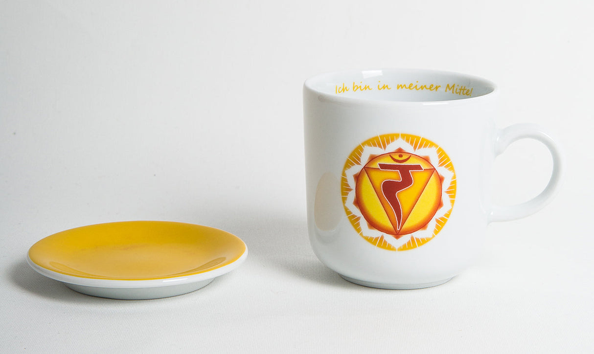 Chakra-Tasse aus Porzellan mit Unterteller