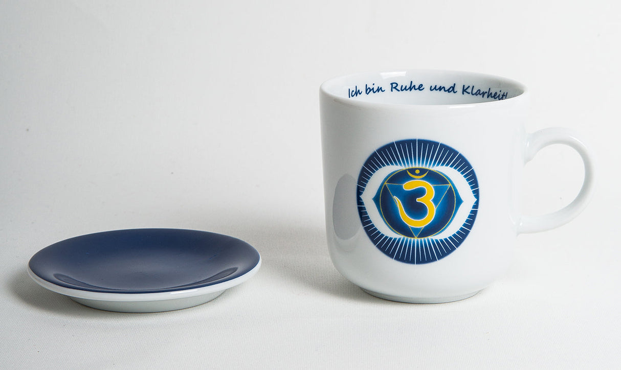 Chakra-Tasse aus Porzellan mit Unterteller