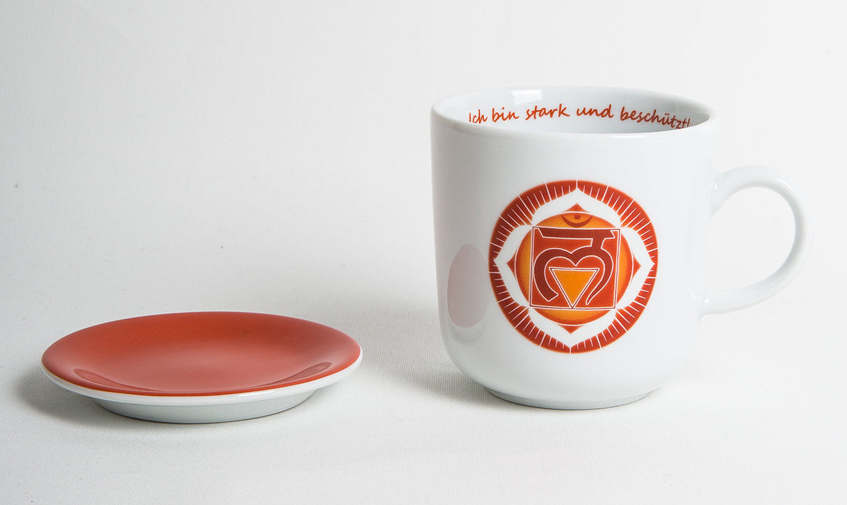 Chakra-Tasse aus Porzellan mit Unterteller
