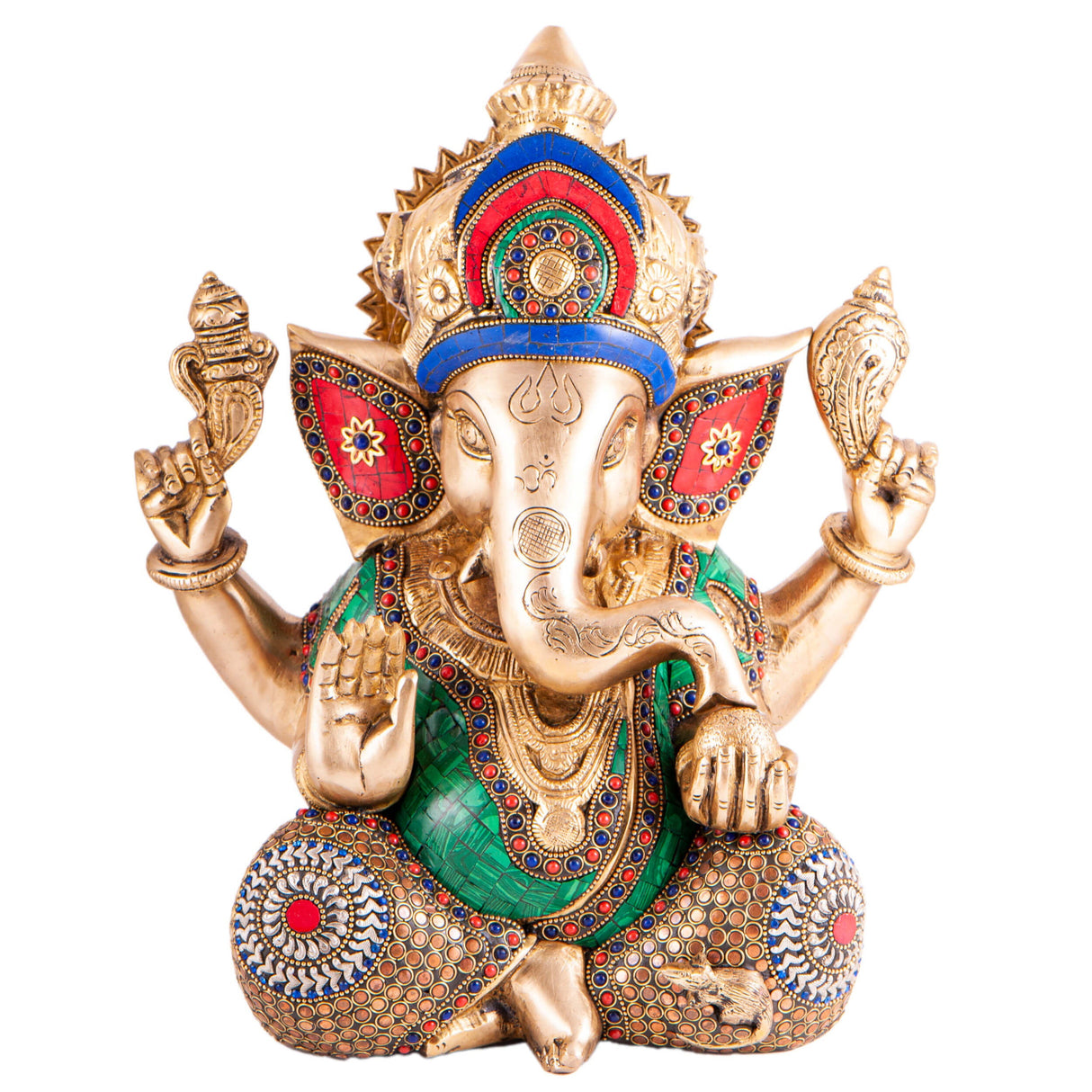 Ganesha, Messing mit Steinkunst, 30 cm - YOGISHOP