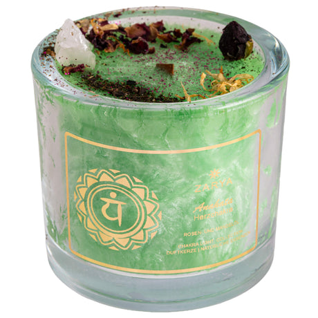 Chakra Kerze Herzchakra, H: 9 cm, ø 10 cm - YOGISHOP