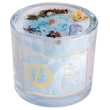 Chakra Kerze Halschakra, H: 9 cm, ø 10 cm - YOGISHOP