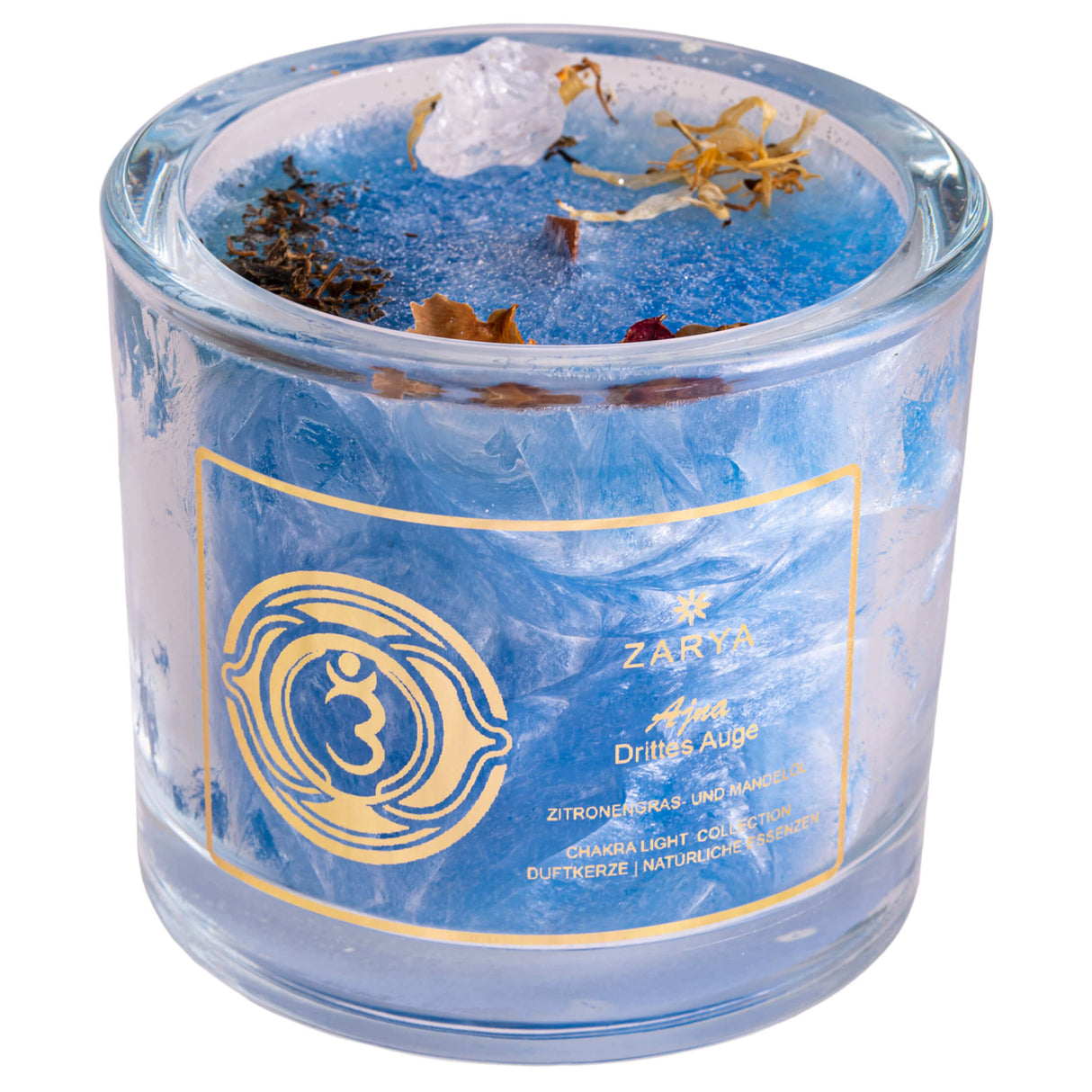 Chakra Kerze Stirnchakra, H: 9 cm, ø 10 cm - YOGISHOP