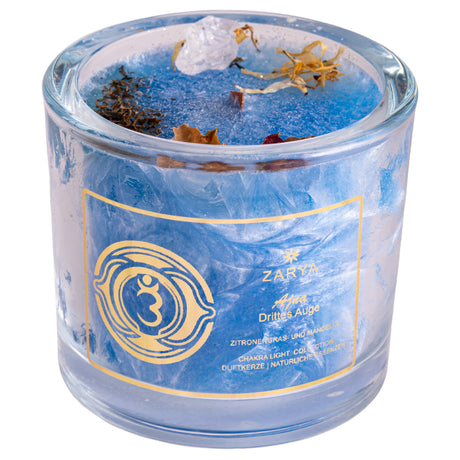 Chakra Kerze Stirnchakra, H: 9 cm, ø 10 cm - YOGISHOP