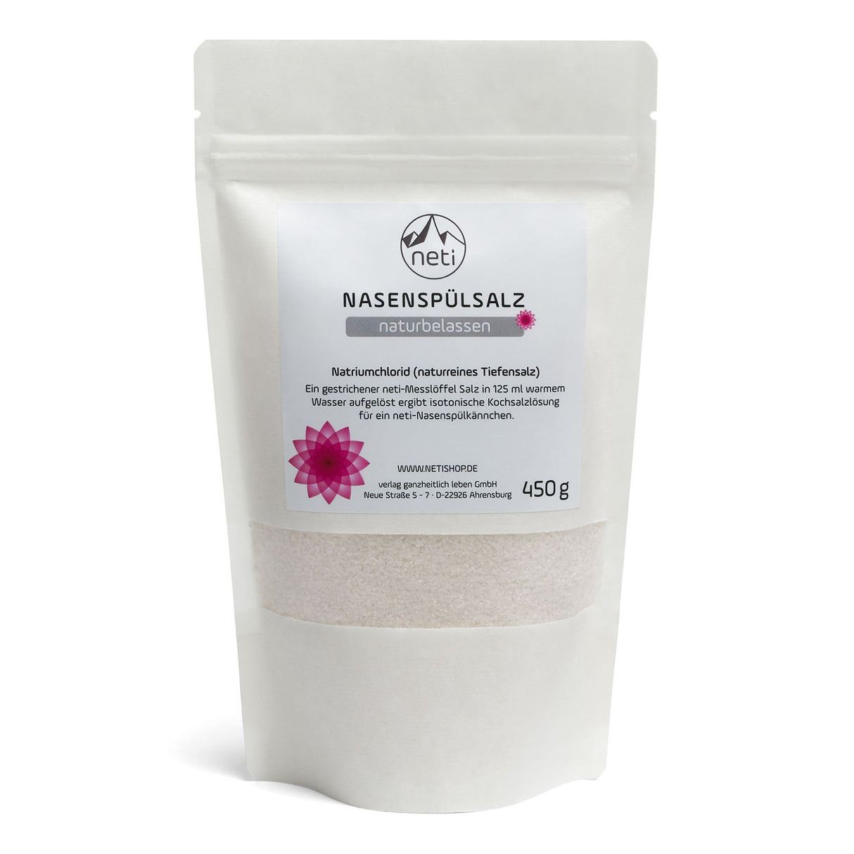 neti® Nasenspülsalz, Nachfüllbeutel, naturbelassen, 450 g - YOGISHOP