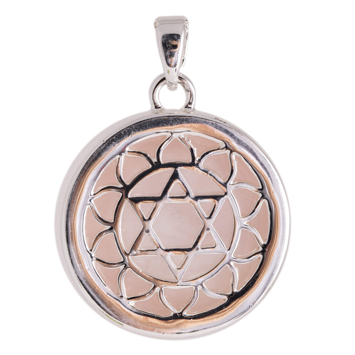 Herz-Chakra Anhänger mit Rosenquarz und Kette - YOGISHOP