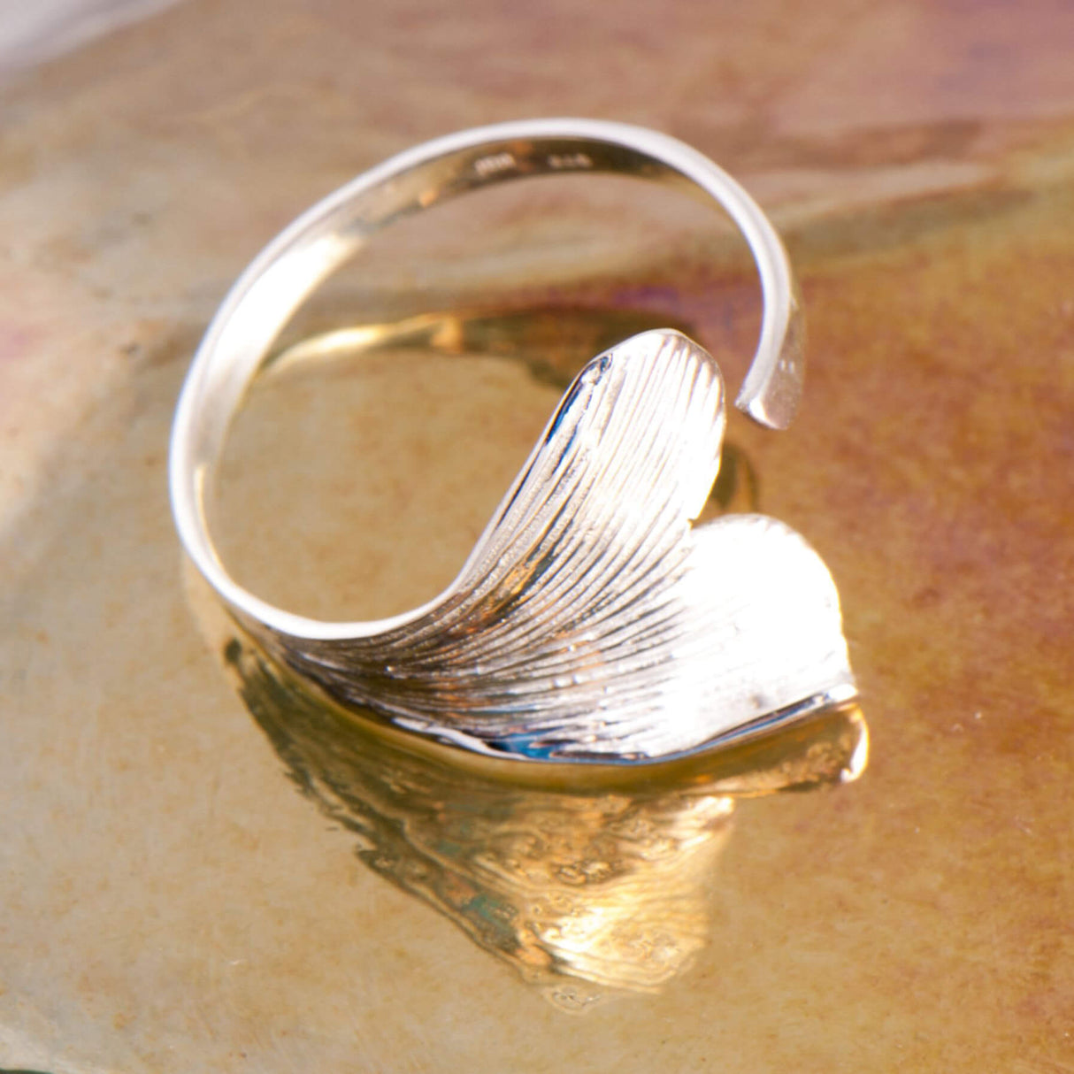 Ginkgo Blatt Ring, 925 Sterling Silber - YOGISHOP