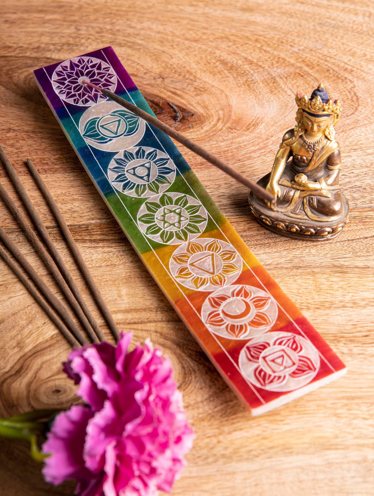 Räucherstäbchenhalter Chakra aus Speckstein - YOGISHOP