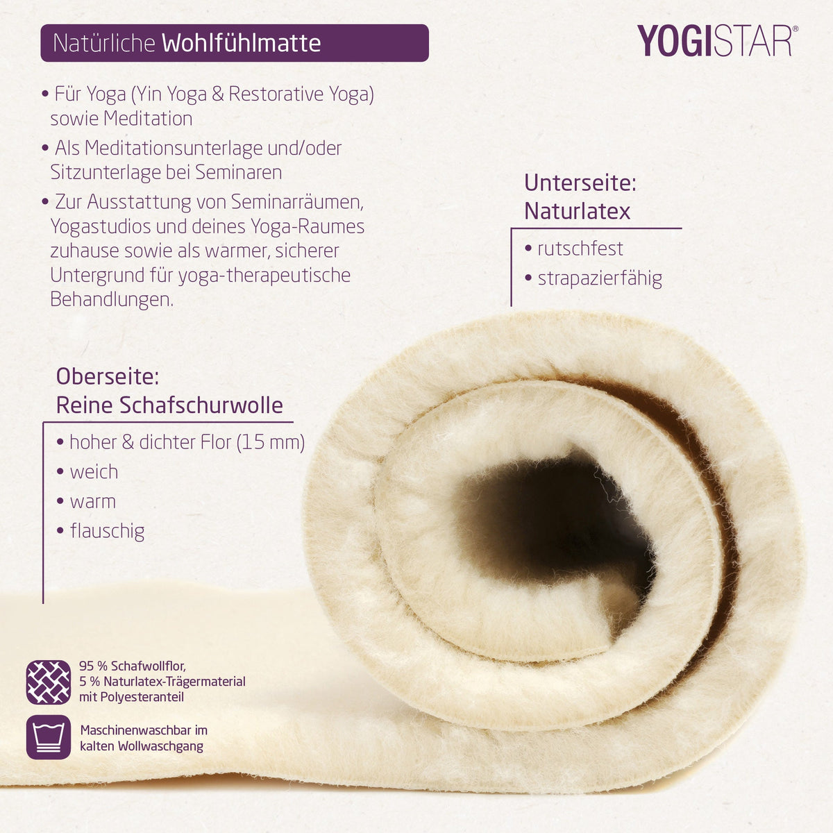 Yogamatte yogimat® natur - Schurwolle