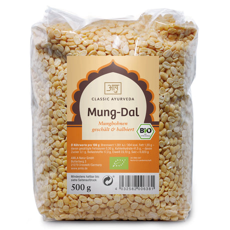 Bio Mung-Dal, Mungbohnen (geschält und halbiert), 500 g - YOGISHOP