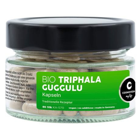 Bio Triphala (Dreifrucht) Guggulu Kapseln, 80 Stück - YOGISHOP