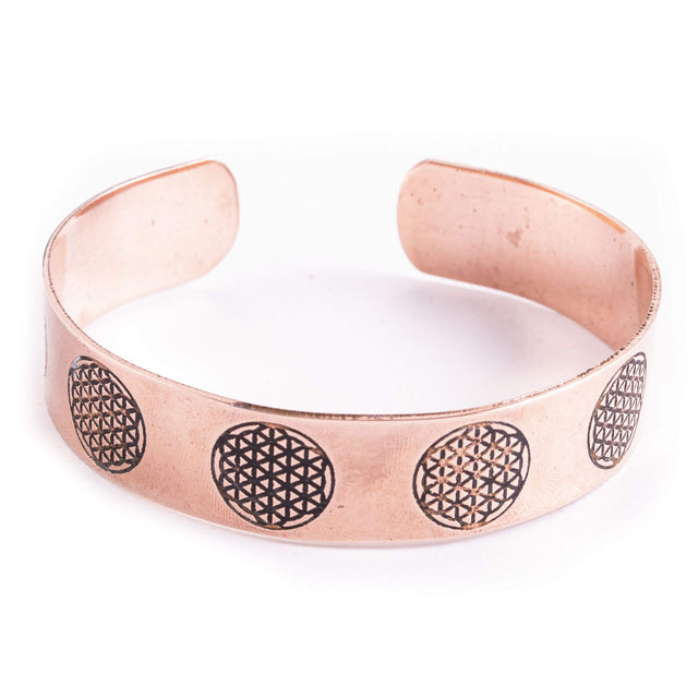 Kupferarmreif mit Blume des Lebens - YOGISHOP