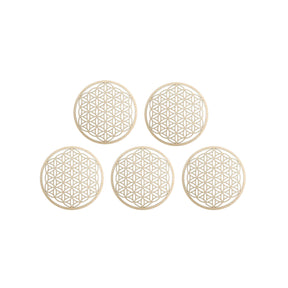 Wandschmuck "Blume des Lebens", Holz 6 cm - 5er Set