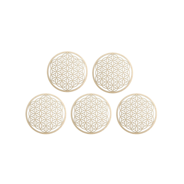 Wandschmuck "Blume des Lebens", Holz 6 cm - 5er Set