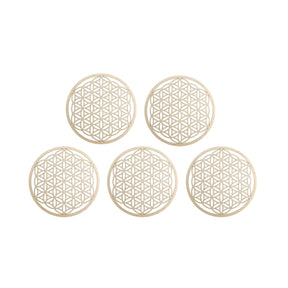 Wandschmuck "Blume des Lebens", Holz 9 cm - 5er Set