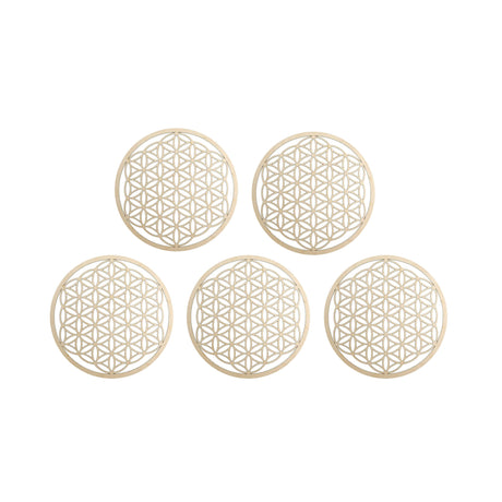 Wandschmuck "Blume des Lebens", Holz 9 cm - 5er Set - YOGISHOP