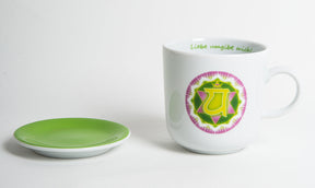 Chakra-Tasse aus Porzellan mit Unterteller