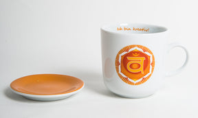 Chakra-Tasse aus Porzellan mit Unterteller