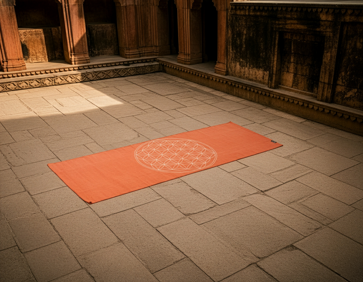 Yogateppich cotton rug - flower of life - siena/cream - AYURDEVA