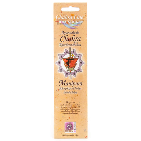 Ayurvedische Chakra Räucherstäbchen - Solarplexus (Manipura), 10 g - YOGISHOP