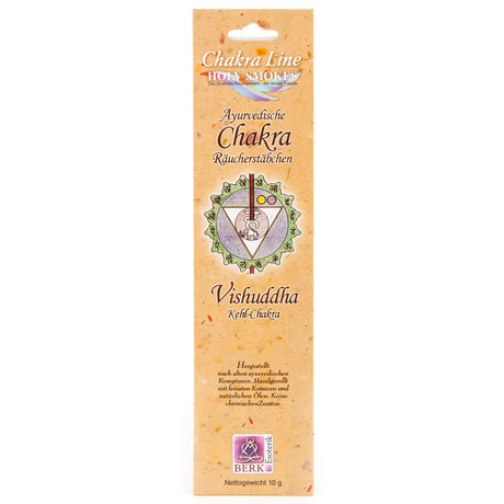 Ayurvedische Chakra Räucherstäbchen - Kehl-Chakra (Vishuddha), 10 g - YOGISHOP