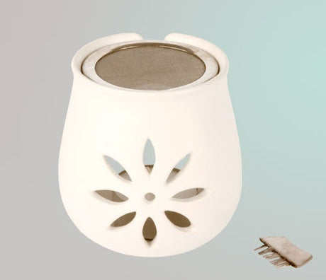 Räucherstövchen Blume, aus Ton mit Sieb - YOGISHOP