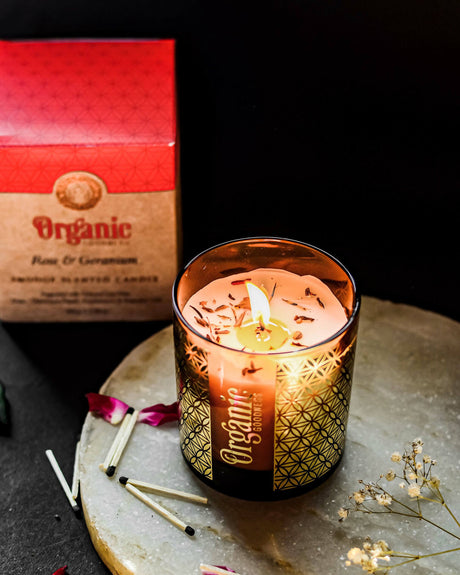 Organic Sojawachskerze - Rose und Geranie
