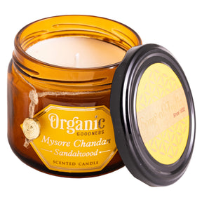 Organic Sojawachskerze mit Deckel Sandelholz