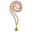 Mala-Kette "Vintage" - Holz Braun, Quaste Pistazie, Perle Gold - YOGISHOP