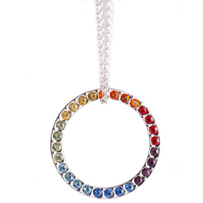 Regenbogen Anhänger mit Kette 42 cm - mit Glaskristallen