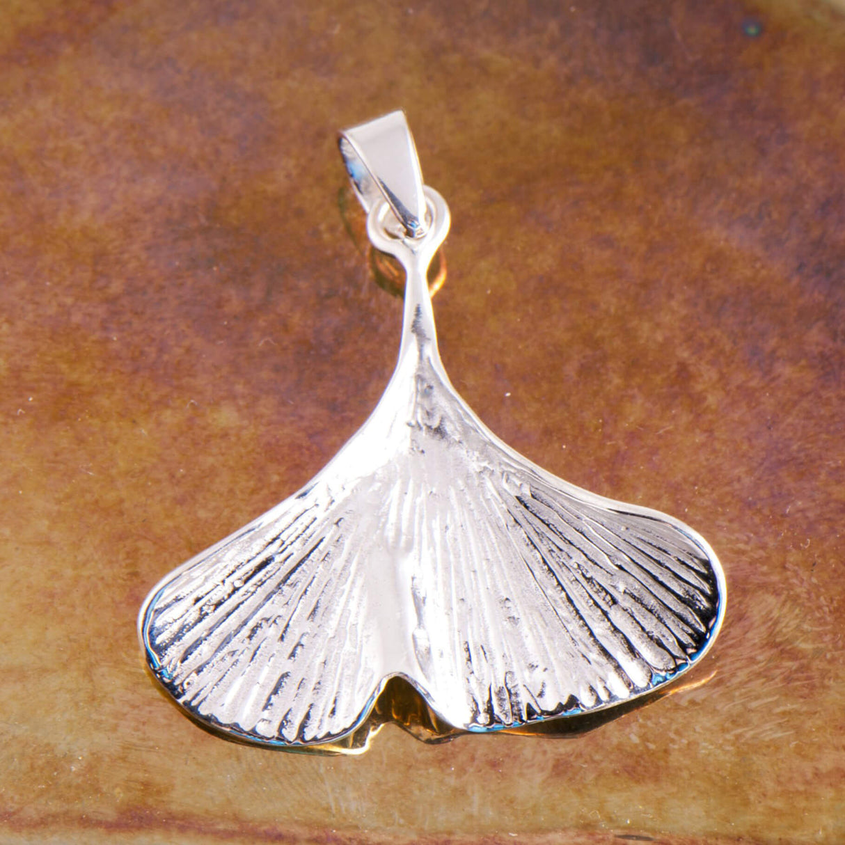 Ginkgo-Blatt Anhänger, 925 Sterling Silber - YOGISHOP