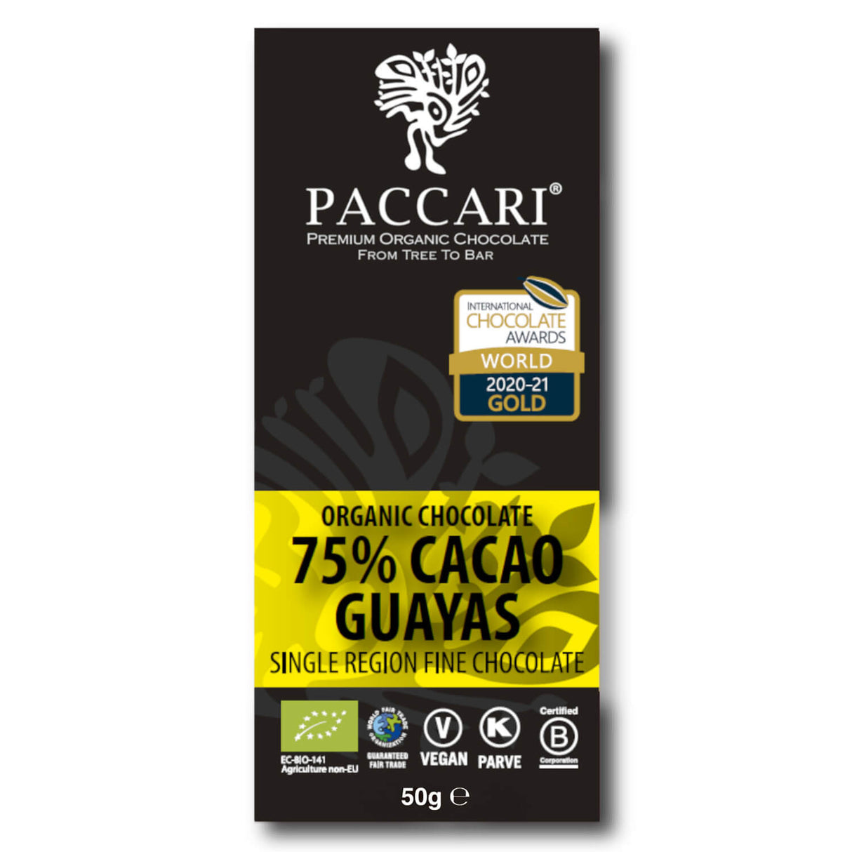Bio Schokolade Guayas, 75% Kakao, 50 g - YOGISHOP