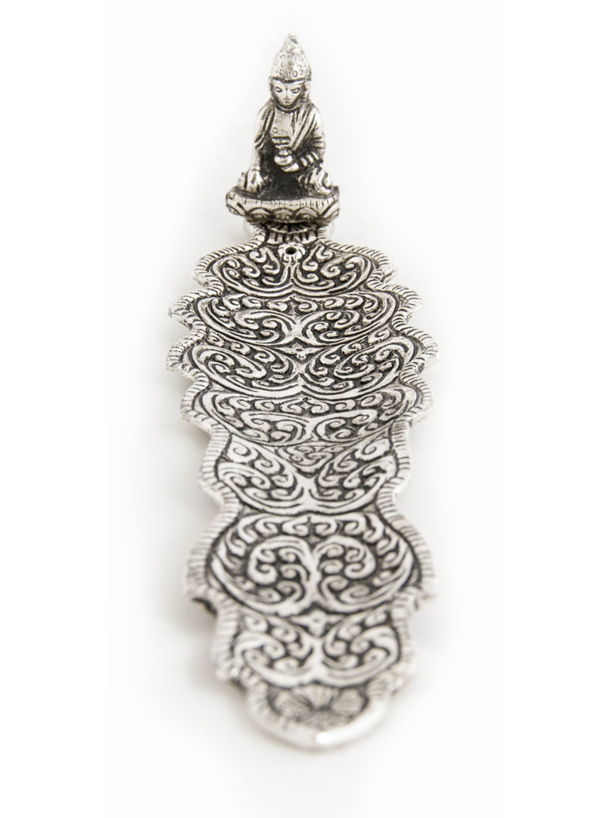 Räucherstäbchenhalter aus Weißmetall - Buddha - YOGISHOP