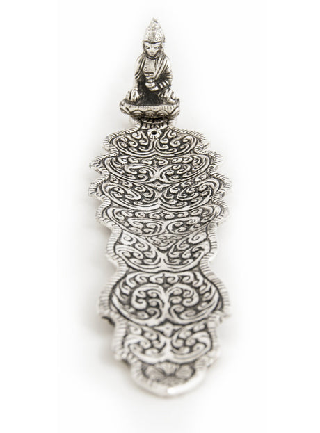 Räucherstäbchenhalter aus Weißmetall - Buddha - YOGISHOP