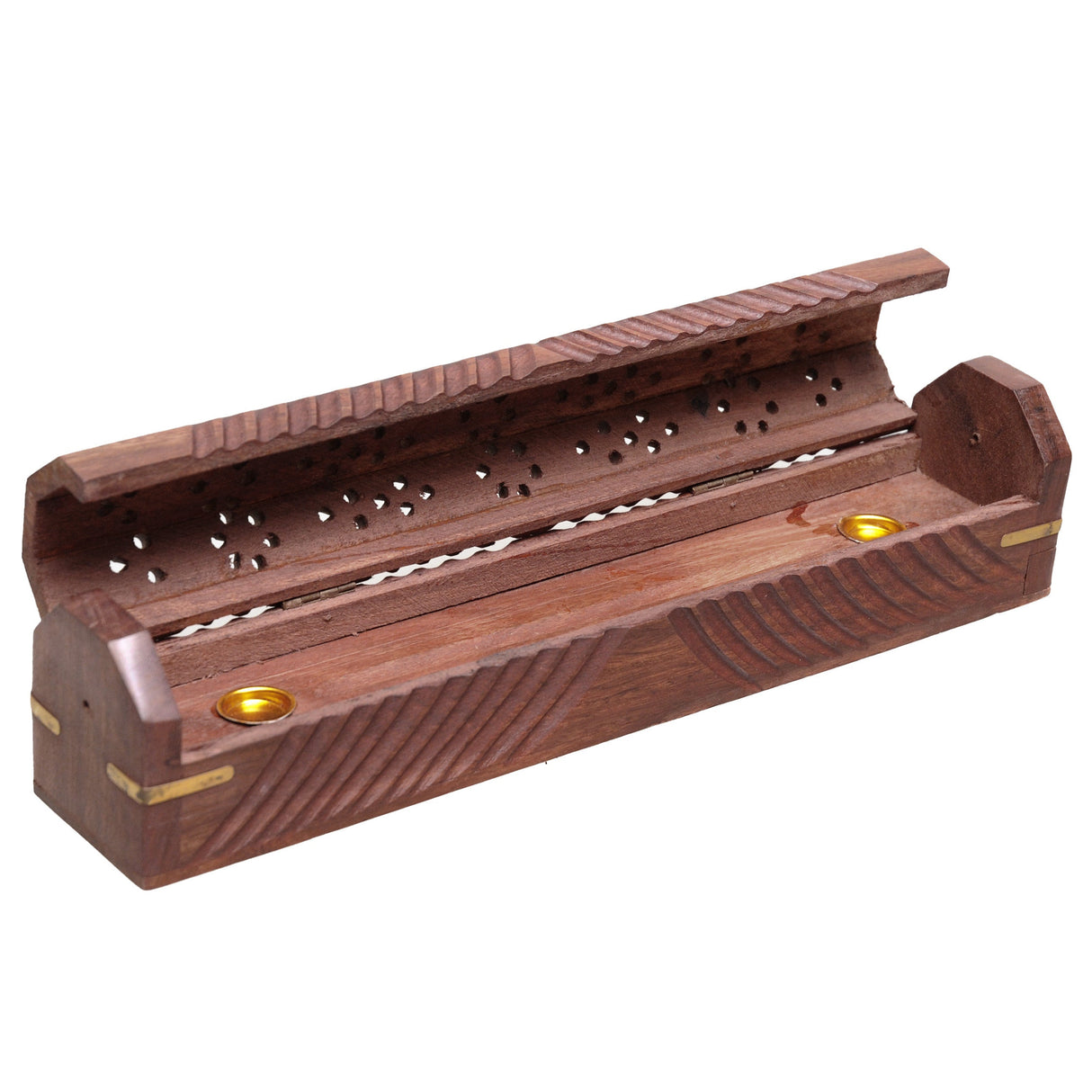 Räucherstäbchenhalter - Box mit dezenten Schnitzereien - YOGISHOP