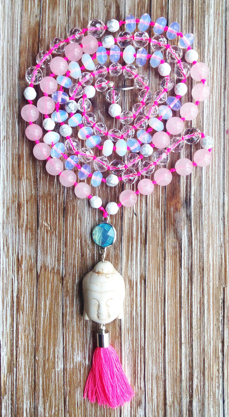 Mala-Kette "White Buddha" - YOGISHOP