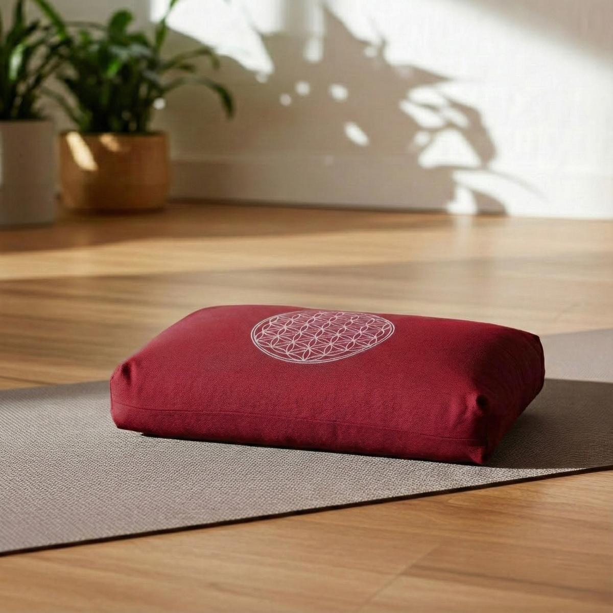 Yogakissen - klein - Blume des Lebens - mit Kapok-Füllung