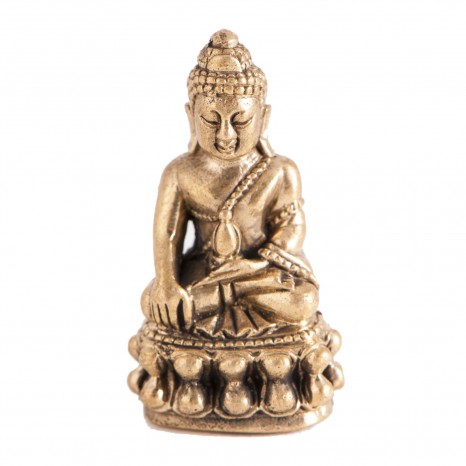 Medizinbuddha Miniaturfigur aus Messing, 3 cm 