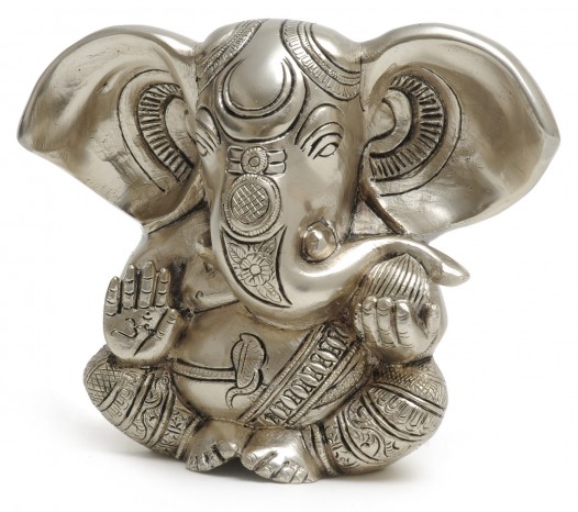 Ganesha-Statue versilbert, 13 cm 