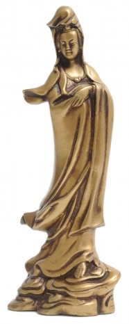 Kuan Yin-Statue aus Messing, 22 cm 