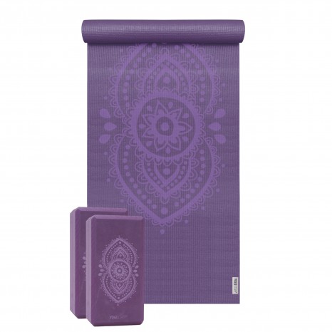 Yoga-Set Starter Edition - ajna chakra (Yogamatte + 2 Yogablöcke) aubergine